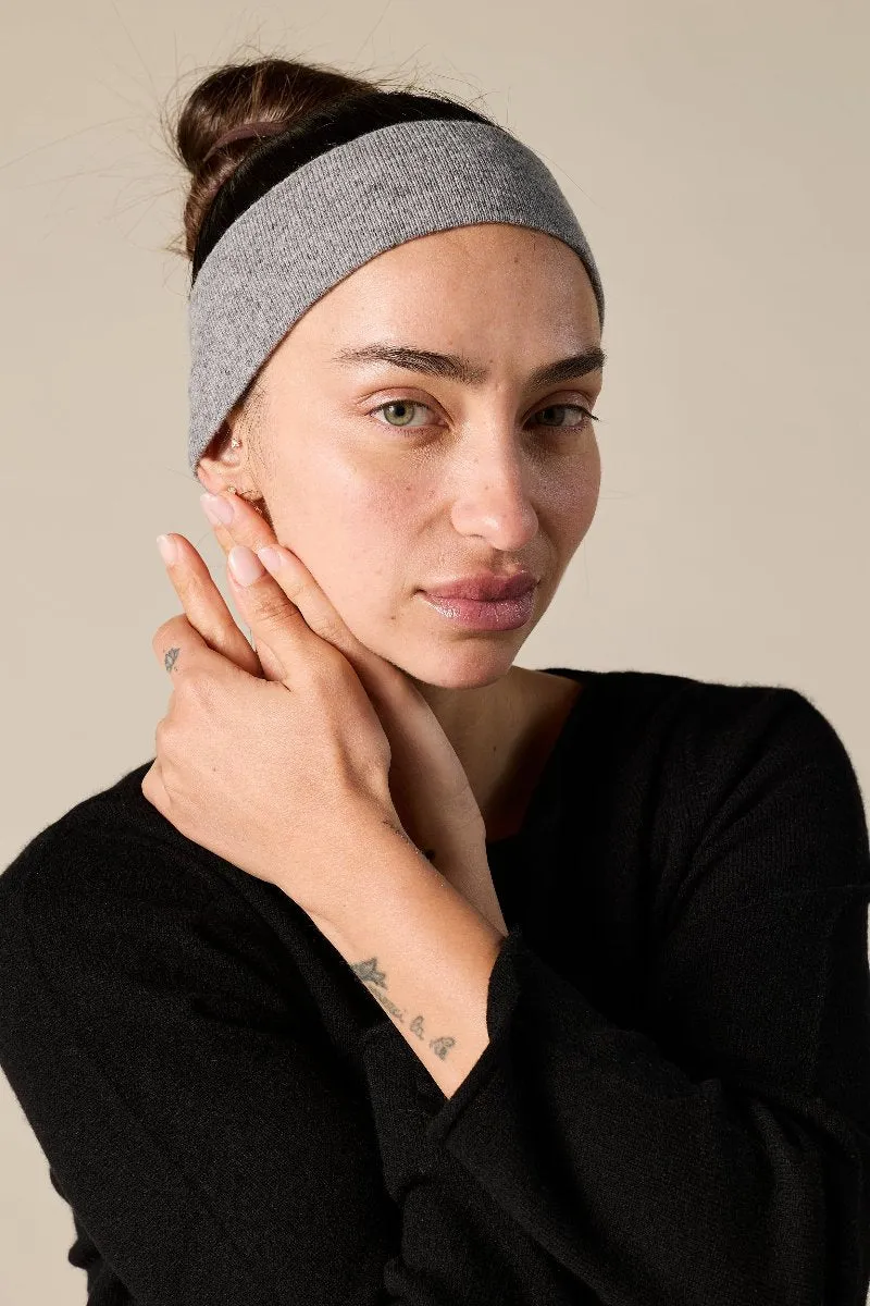 100% Cashmere Headband in Charcoal Grey