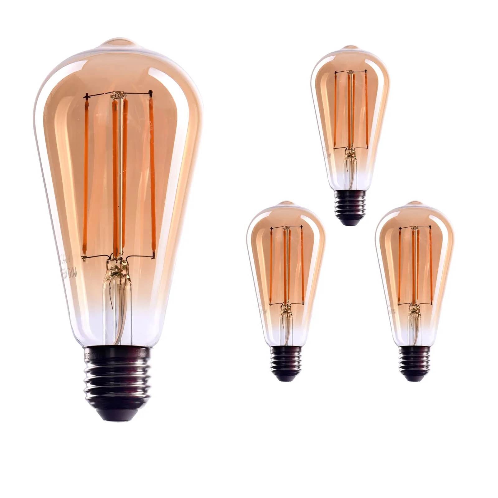 3x Edison Light Bulb E26 Base Dimmable Incandescent Bulbs, 110v-130v, 40 Watt