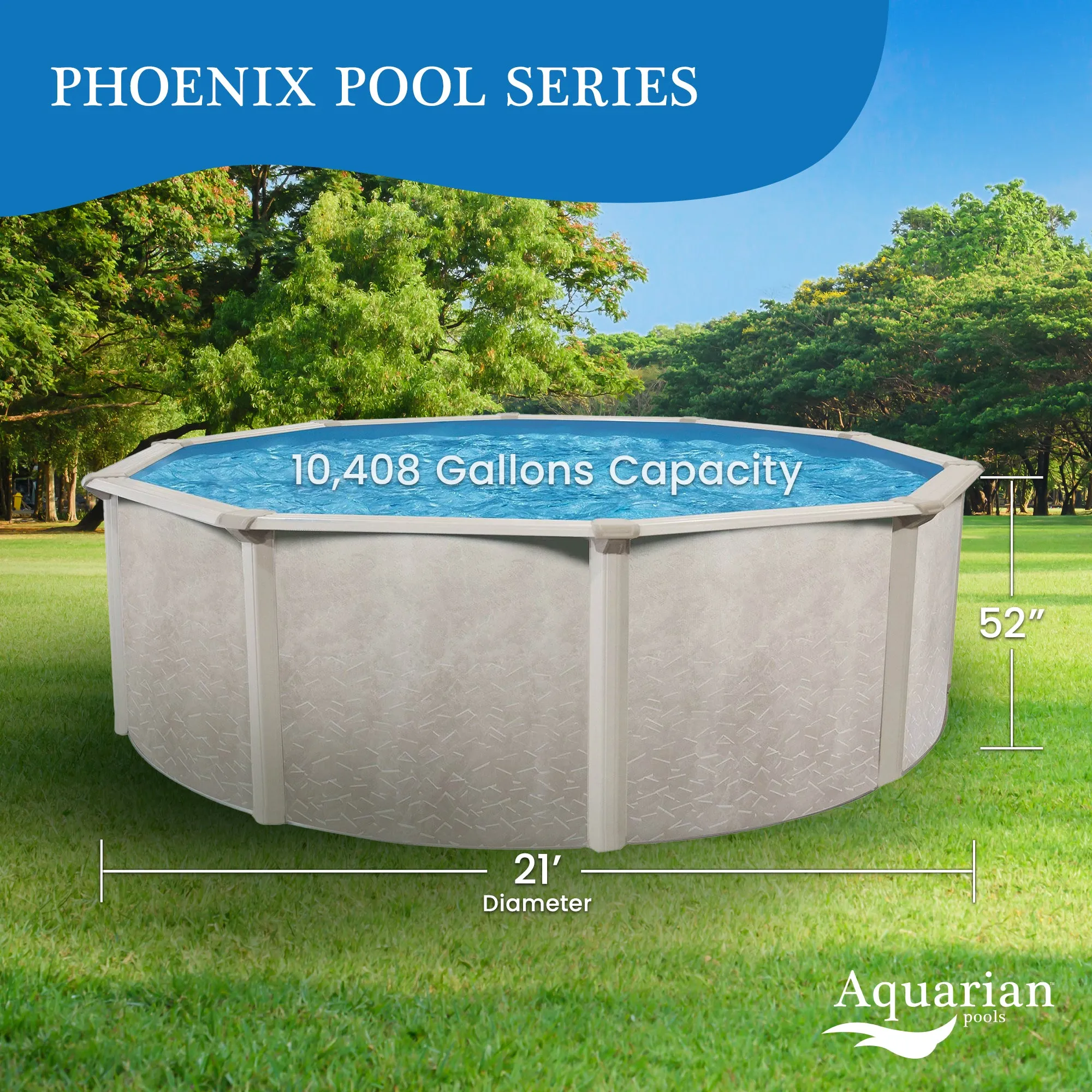 Aquarian Phoenix 21 Ft x 52 In Above Ground Pool w/ Pump, Ladder, & Accessories