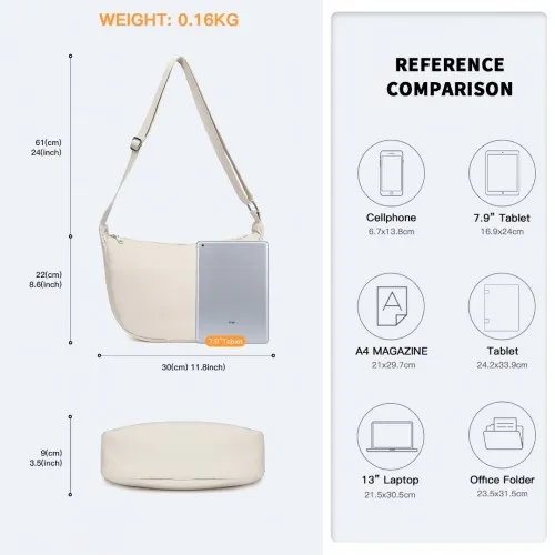 Beige Water-resistant Nylon Crossbody Bag with Comfortable Cotton Strap - Perfect for Everyday Use