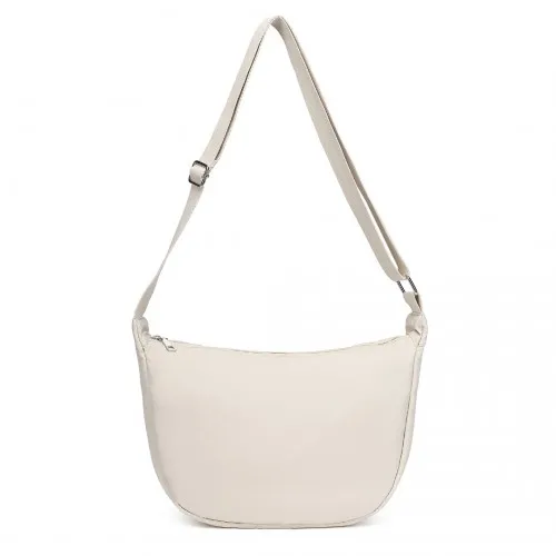 Beige Water-resistant Nylon Crossbody Bag with Comfortable Cotton Strap - Perfect for Everyday Use