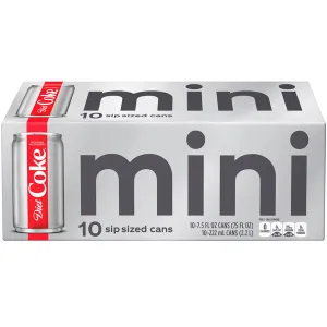 Coca Cola Diet Coke Mini Soda Soft Drink, 7.5 fl oz, 10 Pack