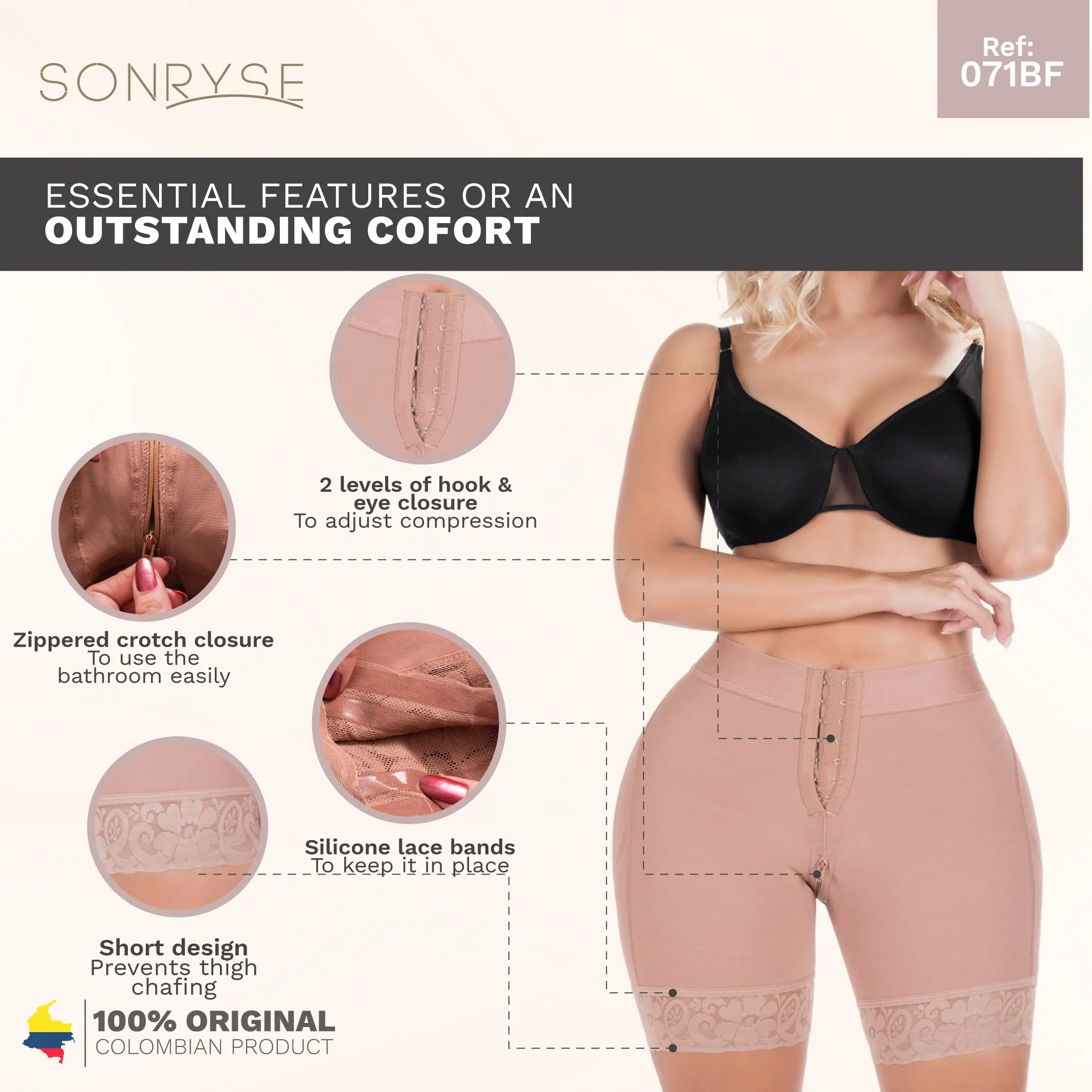 Colombian Shapewear Faja Shorts for Women Fajas Colombianas Levanta Cola Sonryse 071BF