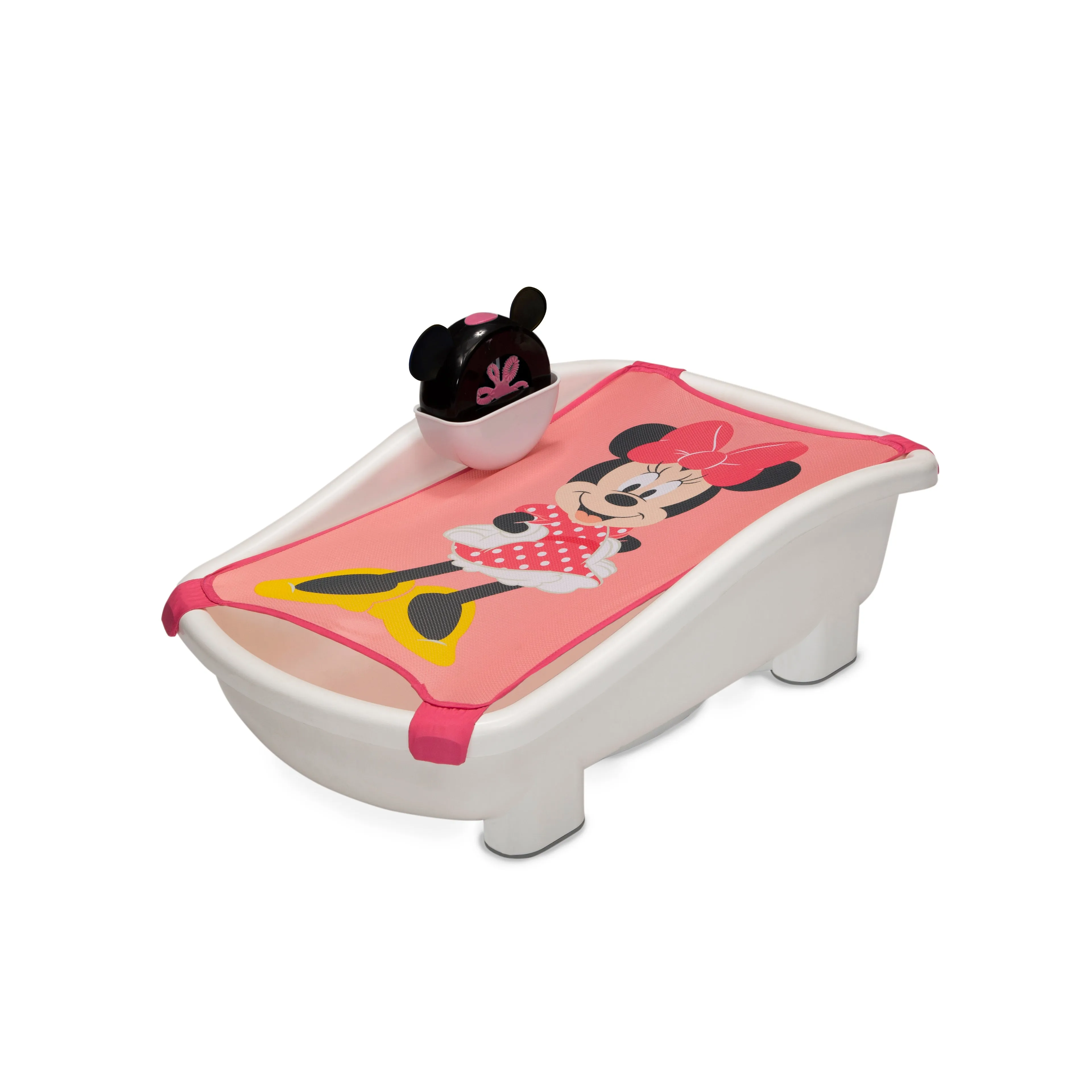 Disney Minnie Mouse My First Bubble Bath – 3-in-1 Newborn to Toddler Bathtub with Sling and Bubble Blower