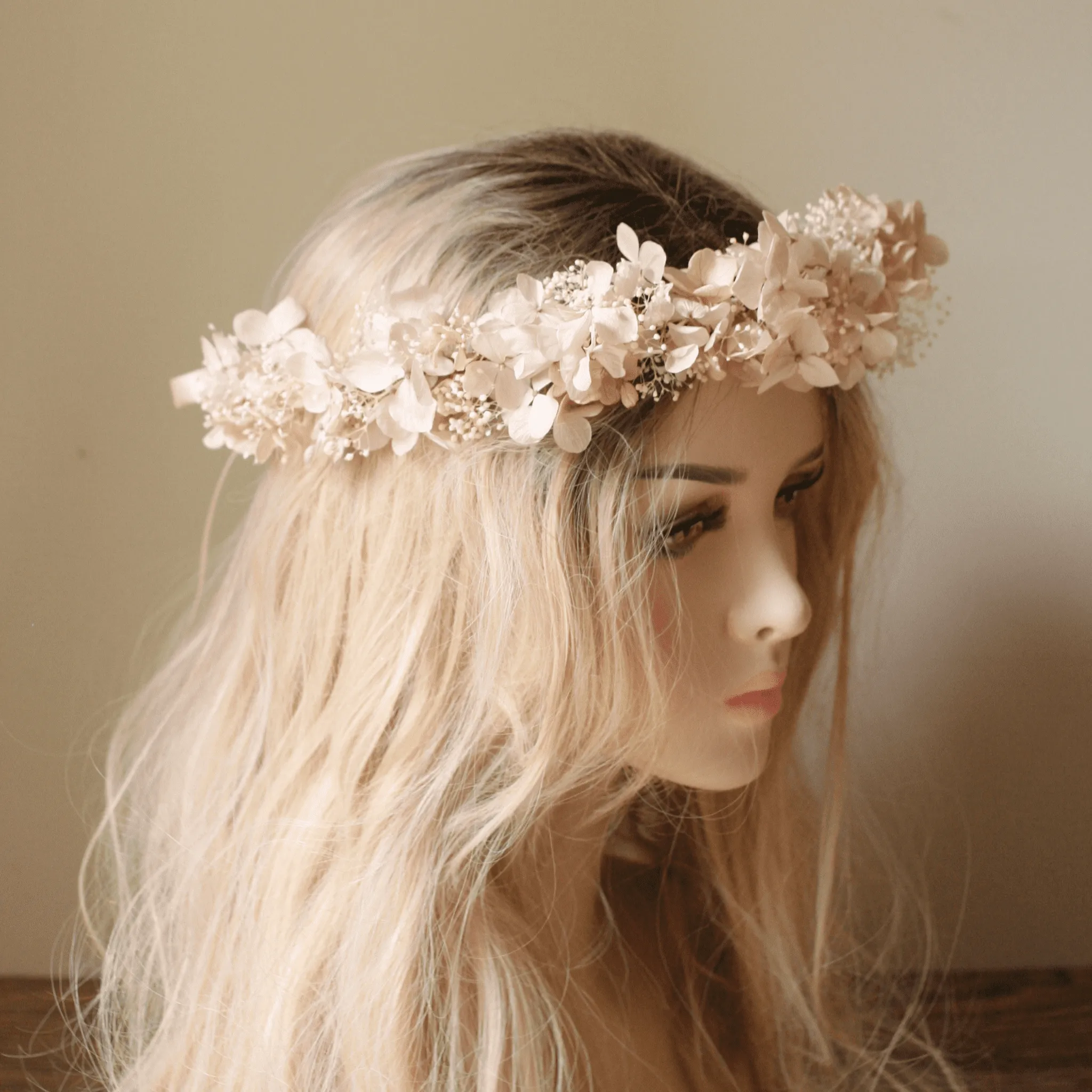 Everlasting Flower Crown SOFT PINK BEIGE