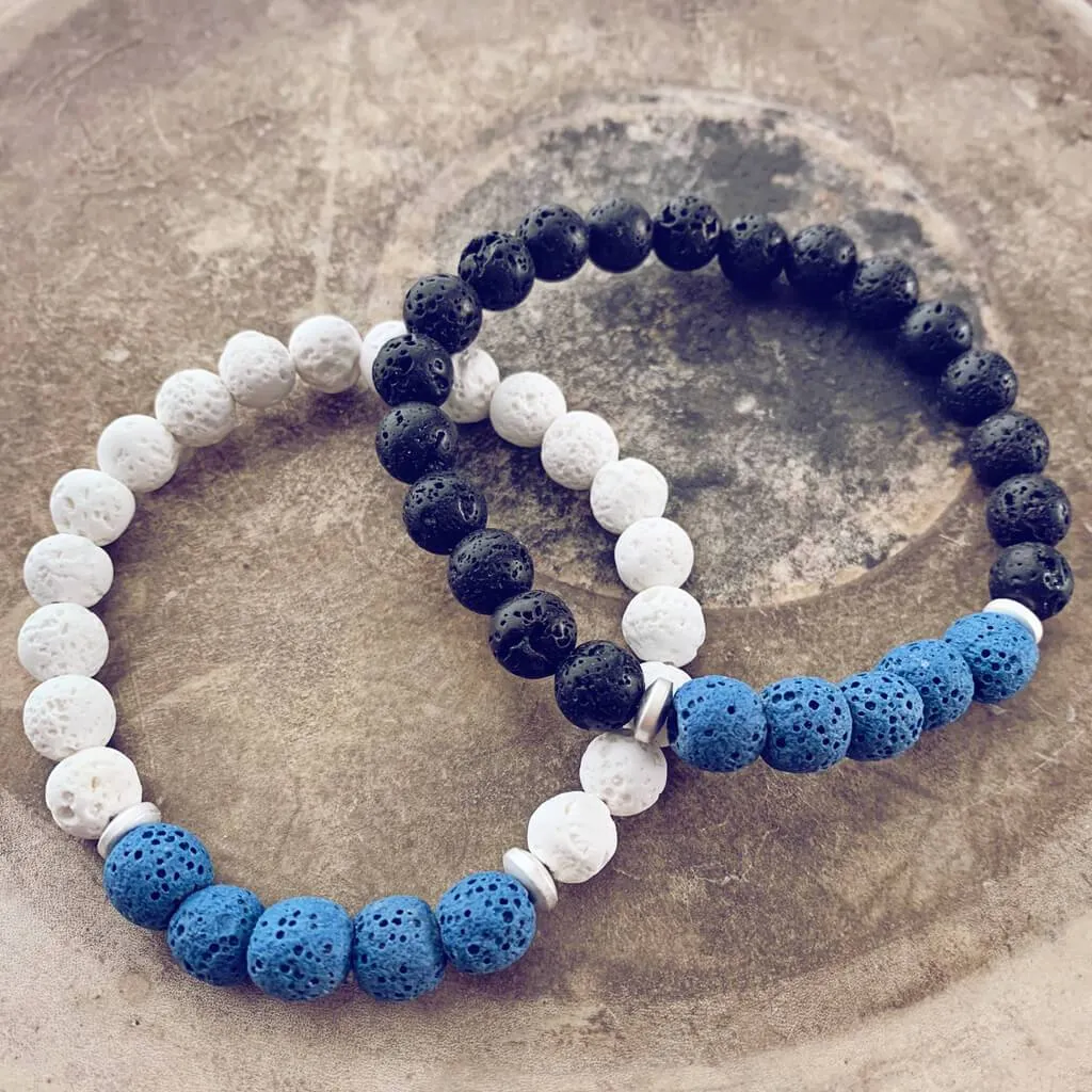 harmony // water drops lava bead wrist mala bracelet