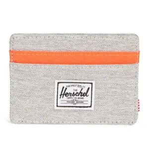 Herschel Charlie Card Holder – Light Grey Crosshatch/Vermillion Orange