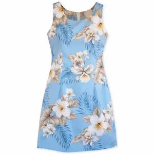 Hibiscus Joy Blue Short Hawaiian Tank Dress