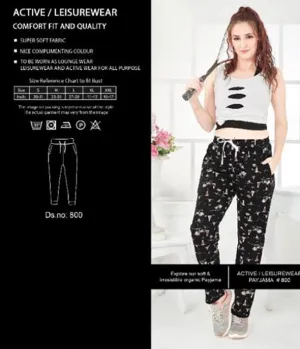 Intouche Black Comfort Wear Printed Soft Cotton Women Pajamas