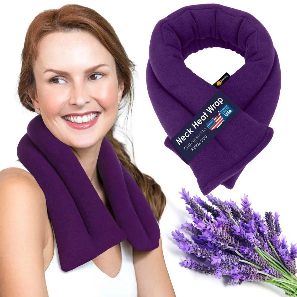 Lavender-scented Microwavable Neck Heating Wrap with Flax Seeds, 26"x5", Purple