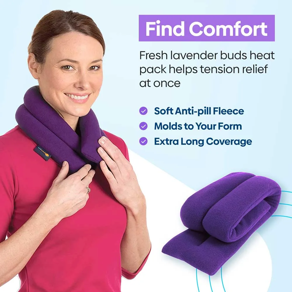 Lavender-scented Microwavable Neck Heating Wrap with Flax Seeds, 26"x5", Purple