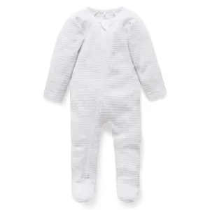 Purebaby Organic Zip Growsuit - Pale Grey Stripe