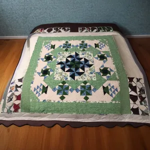 Quilt, Throw, Pinwheels and Flowers