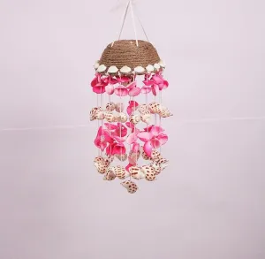 Shellkrafts Sea Shell Wind Chime for Home Decor | Balcony & Garden | Soothing Rain Sound & Very Lucky According to Vastu | Attracts Good Luck | Positive Energy (Pink)