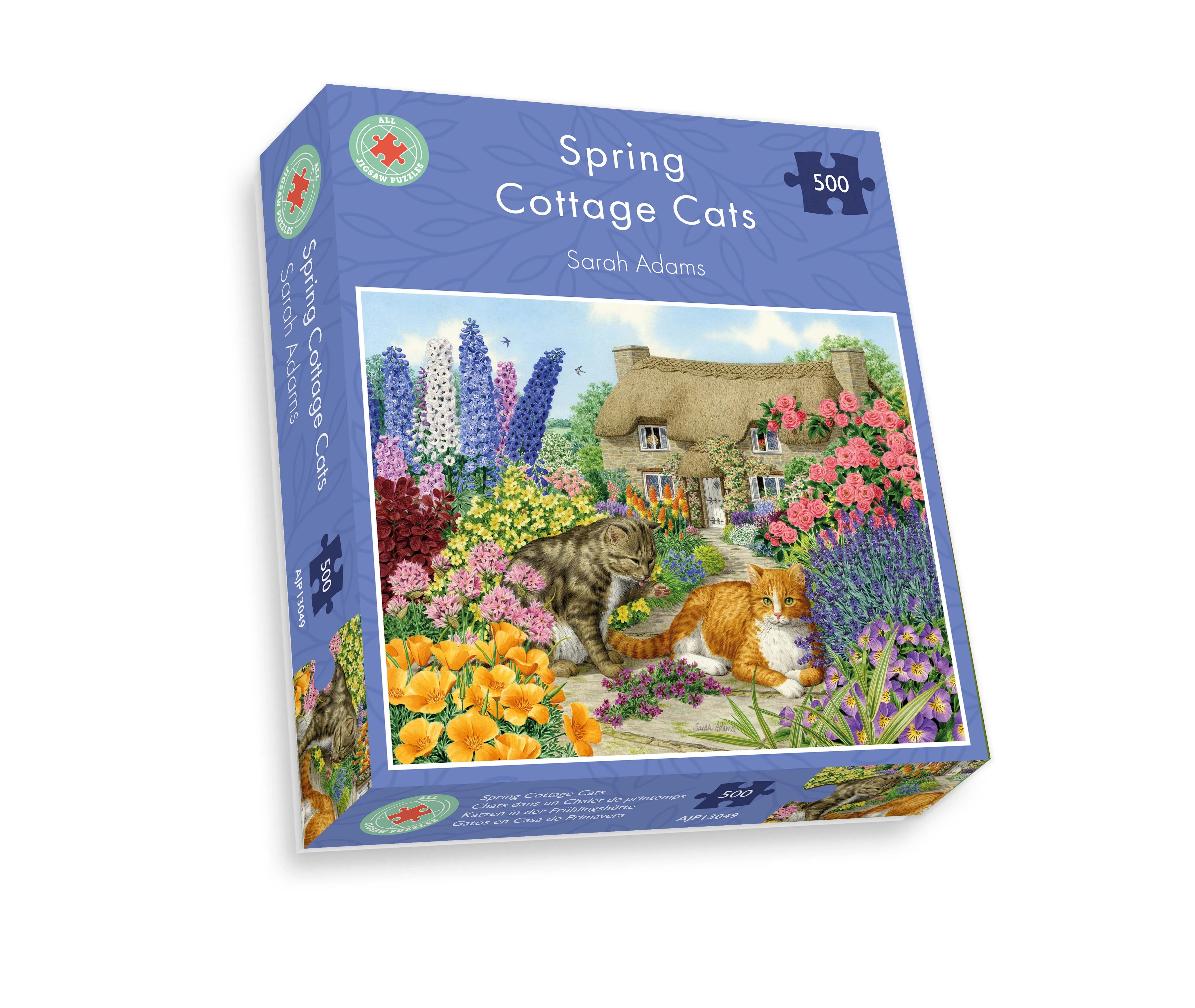 Spring Cottage Cats - Sarah Adams 1000 and 500 Piece Jigsaw Puzzle