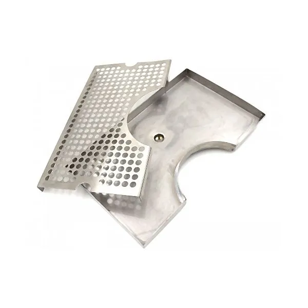 Stainless Steel Drip Tray with Tower Cutout and Drain - Large 12" x 7"