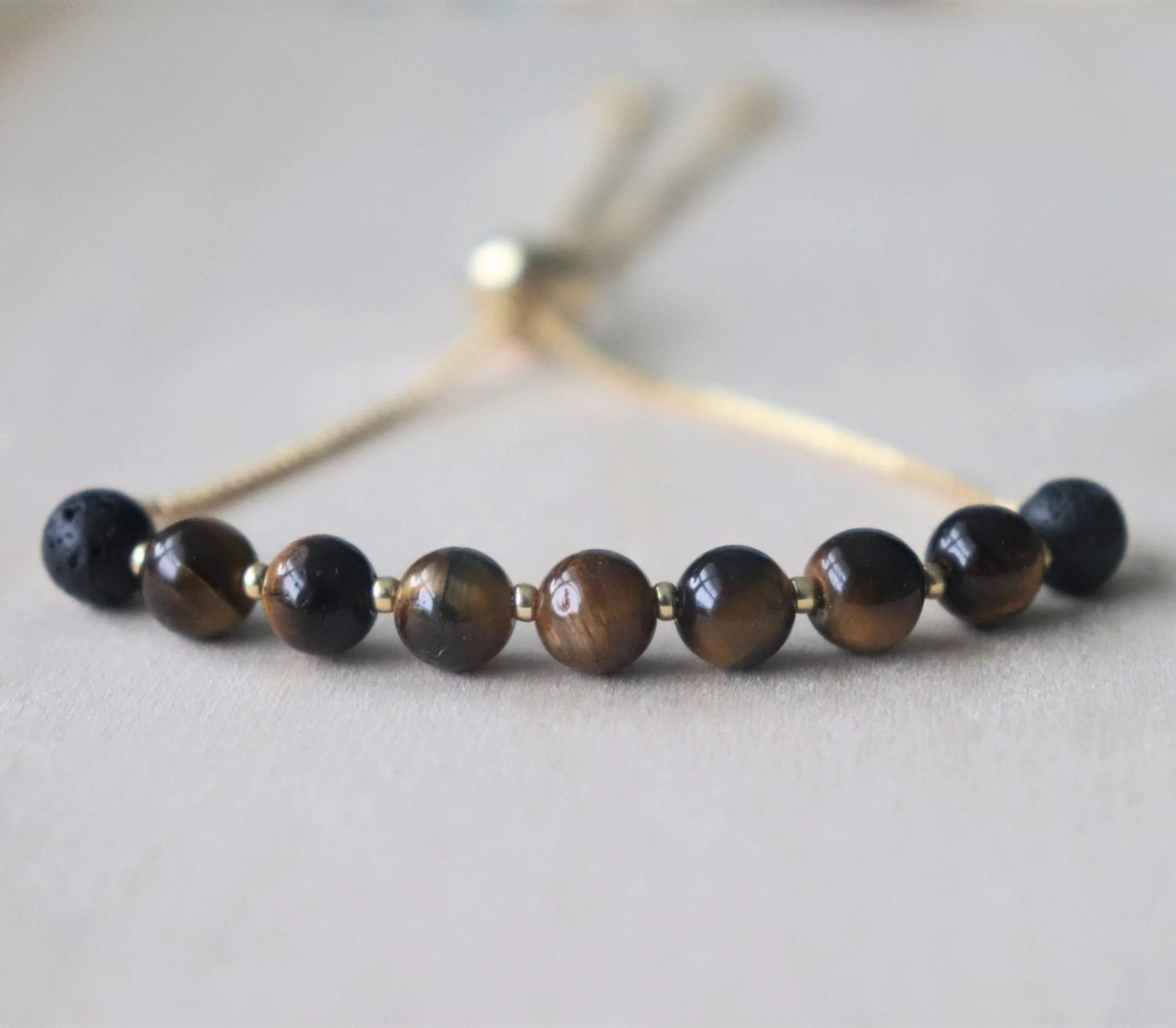 Tiger Eye Slider Essential Oil Diffuser Bracelet