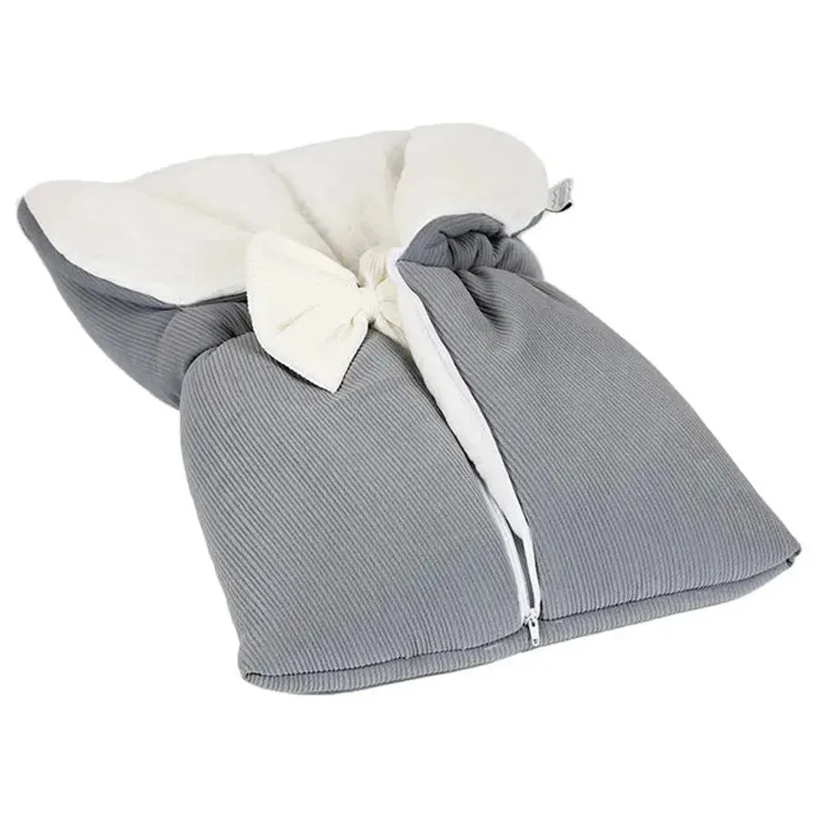 White & Grey Sleeping Bag - Grey W/Bow (White)